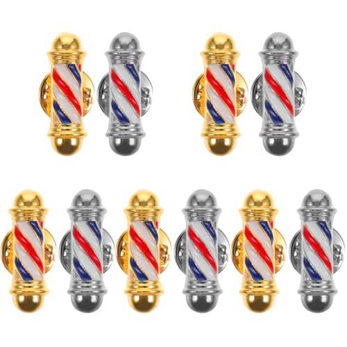 Image of FRCOLOR 10Pcs Creative Barber Shop Light Brooch Pin Vintage Barber Shop Charms Golden Silver Plating Alloy Lapel Pins for Men Women Clothing Decoration