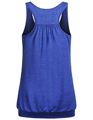 Miusey Knit Shirts For Women, Ladies Sleeveless Scoop-Neck Flowy Racerback Soft Summer Sports Cool Workout Yoga Tank Top Walking Loose Lightweight Yoga Gym Activewear Sports Cool Front Pleat Blue X #TOP1