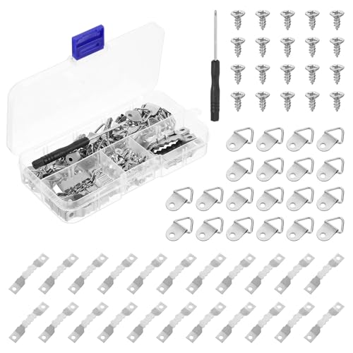 Image of uxcell 251Pcs Picture Hangers Kit, Picture Frame Hook, Frame Backing Fasteners Hardware for Hanging Clock Paintings Pictures, Silver