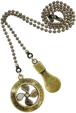 Ceiling Fan Pull Chain Set, 2 Pcs Bulb and Fan Pattern Pull Chain Extension Fan Pull Chain Pendant 12 Inch Ceiling Fan Chain Extender(Bronze)