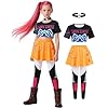 Girls Demon Pop Singer Hunters Costume Star Stage Outfit, 3-Piece Idol Costume with Top and Skirted Leggings, Kids Halloween Costume Singers Cosplay BQ074-L