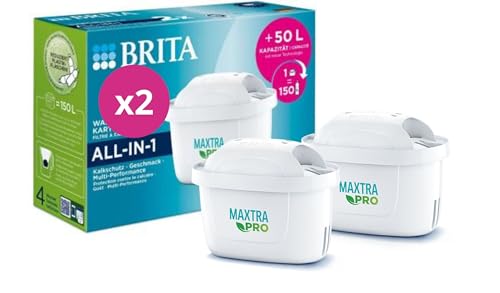BRITA Filtri MAXTRA+ per Caraffa Filtrante per acqua - incl. 2 Filtri MAXTRA+ per la riduzione di cloro, calcare e impurità