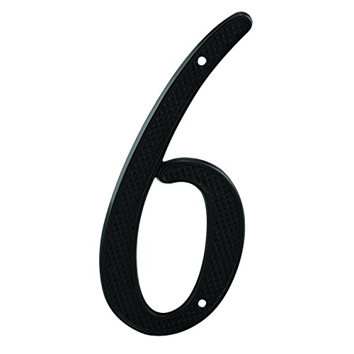 Prime-Line MP4116 4 In. House Number 6, Diecast, Black Finish (2 Pack)