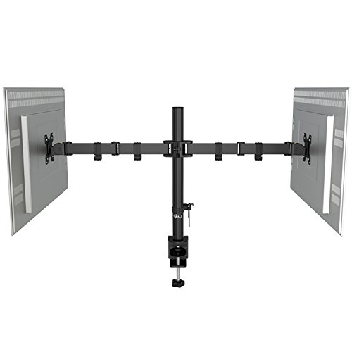 Image of WALI Dual LCD Monitor Fully Adjustable Desk Mount Stand Fits Two Screens 13 to 32 inch, 17.6 lbs. Weight Capacity per Arm (M002LM), Black