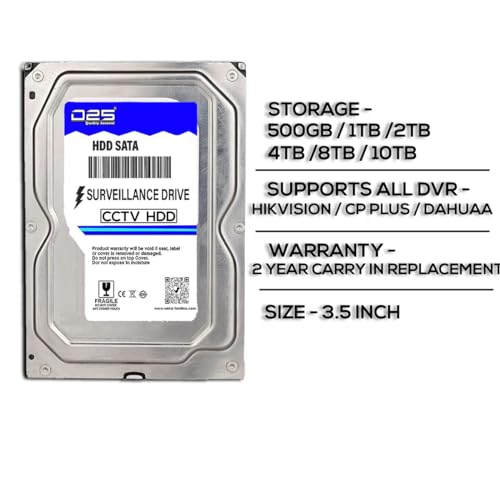 Image of D25 Blue Sata Video 500GB Hard Disk for PRAMA 4 Channel / 8 Channel / 16 Channel / 32 Channel HD DVR | 500-GB Surveillance Hard Disk Drive for CCTV Camera DVR (500 GB Hard Disk)