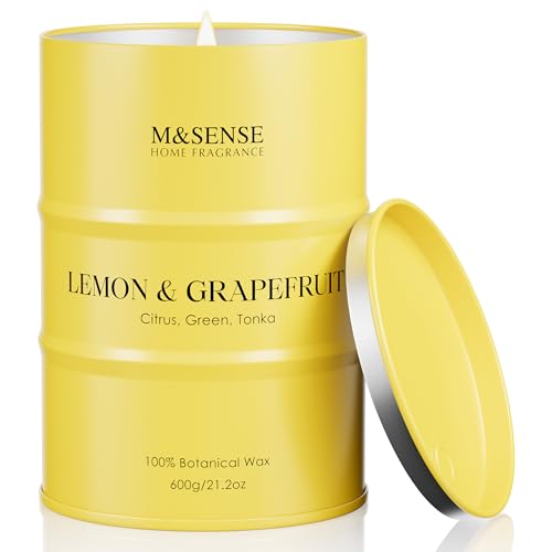 Image of M&SENSE Lemon Candle Large for Home Scented, Lemon Soy Candles 21.2oz 120 Hour Slow Burning, Highly Scented Limoncello Grapefruit Citrus Candles for Bathroom, Fresh Smelling Candle