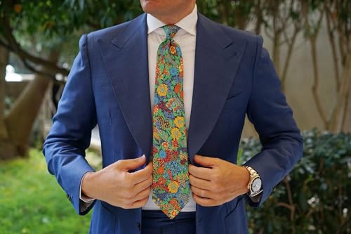 Image of OTAA Floral Necktie Casual Ties for Men - Perfect Neck Tie for Groomsmen Wedding Ties or Formal Occasions