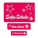Striefchen® Rosa Schuletiketten mit Namen und Sternen in 3 verschieden Größen