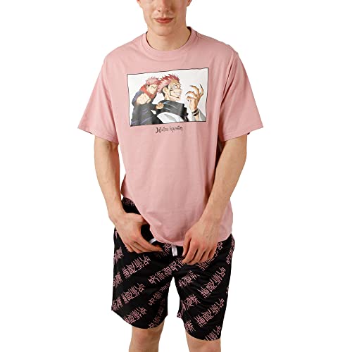 Bioworld Jujutsu Kaisen Yuji Itadori Men's Crew Neck Short Sleeve Tee & Lounge Shorts Combo Set