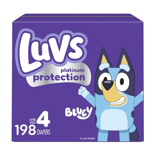 Image of Luvs Diapers - Size 4, 198 Count, Bluey Disposable Baby Diapers