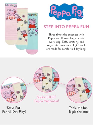 Peppa Pig Socks 3 Pack, Multipack Girls Socks, Pack Of 3 Sock Set, Official Merchandise3