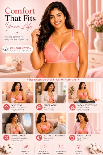 Image of SONA Perfecto Plus Size Cotton Full Coverage Bra for Women Heavy Bust