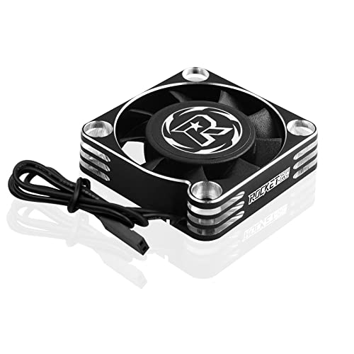 Ventilateur de moteur RC 40 mm 16000 tr/min 3650 540 550 ESC Dissipateur de refroidissement sans balais pour voiture RC 1/12 1/10 1/8 (Argenté/noir) Cover