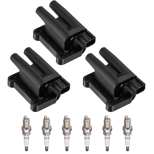 Image of 3-Pack UF196 Ignition Coils & 6-Pack 4642 Spark Plugs Kit Compatible with Mitsubishi Montero 1997-2002 3.5L, Montero Sport 1997-2002 3.0L, Montero Sport 1999-2004 3.5L - Replaces MD314583
