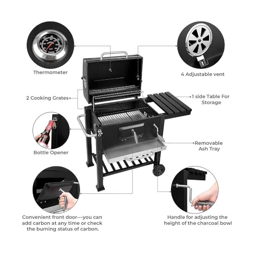 Sariny バーベキュー コンロ グリル 炭火焼き 焚き火台 温度計付き 大型 BBQ の商品画像 2