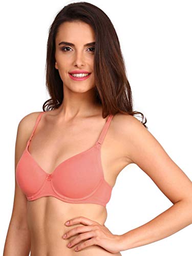 Image of Jockey 1245 Women's Under-Wired Padded Super Combed Cotton Elastane Stretch Medium Coverage Multiway Styling T-Shirt Bra with Detachable Straps