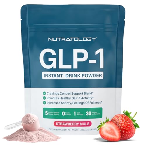 GLP-1 Booster | Control Cravings Appetite Support & Gut Health | High In Fiber & Sugar-Free Drink Mix | GLP1 Supplements Weight Loss Women & Men | Strawberry Mule Flavor | Made In USA | 30 Servings