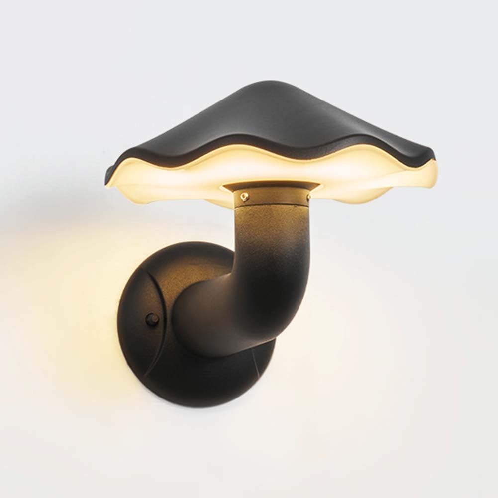 LED Wasserdicht Wandlampe Pilz Innen und Außen Wandleuchten Kreative Pilz Lampe Aluminium Außenlampe Schwarz Metall Wandbeleuchtung 3000K Warmes für Treppenhaus Badezimmer Wohnzimmer Kinderzimmer