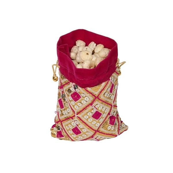 Dulhan DLC set of 25 Shimmer & Velvet Potli Bags with Heavy Work for Wedding Return Gifts, FANCY pouch potli, Bridal Handbag for Women - Image 5