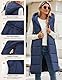 Vancavoo Lange Jacke Weste für Damen Ärmellose Steppweste mit kapuze Daunenweste Übergangsweste Winterjacke Longweste Leichte Warm Gesteppt Winterweste Mänte,Marineblau,S