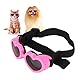 Qcwwy Hundesonnenbrille, UV-Schutz, Hundesonnenbrille mit Verstellbarem Riemen, Wasserdicht, Winddicht, Verhindert Beschlagen, HD-Linse, Herzförmige Haustier-Sonnenbrille für Welpen,