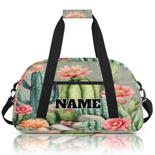 Tropical Cactus Custom Ballet Dance Bag Retro Flower Personalised Sport Gym Bag for Travel, Duffel, Weekender