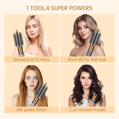 PUREGUST Upgraded Large Round Brush Attachment for Dyson Air wrap Jumbo Bigger Oval Round Volumizing Brush for Dyson Airwrap Accessories, Gold