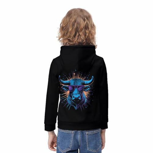 Sweat à capuche enfant imprimé vache 3D pour garçons et filles de 6 à 15 ans - 4