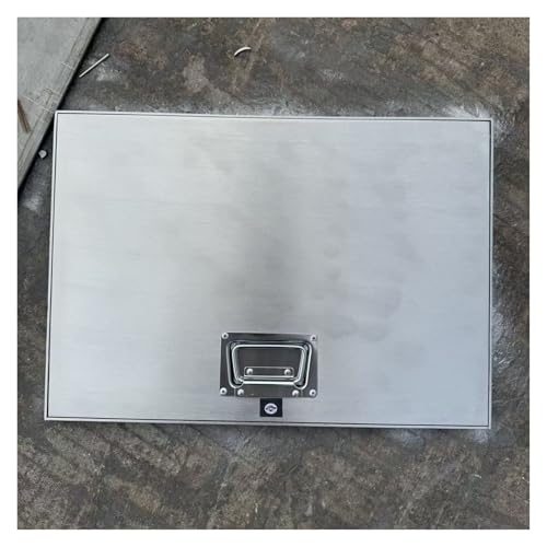 JYHHCYS Cubierta y Marco de Boca Tapa Metálica para Registro De Tanque Séptico, Acero Inoxidable Tapa para Alcantarilla De Jardín, Empotrada, Invisible, para Jardín, Entrada De Vehículos(300x500mm)