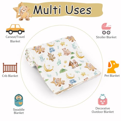 Image of Baby Blanket for Girls Boys, Super Soft Double Layer Mink Blankets with Dotted Backing, Toddler Newborn Nursery Bed Blanket, Bear Throw Blanket, 30 X 40 Inches