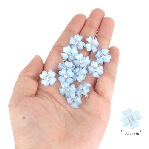 YISSION 40 Piezas Mini Clips de Cabello Flor Azul miniatura 6