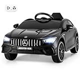 Costzon Ride on Car, 12V Licensed Mercedes-Benz Kids’ Electric Vehicles with Parent Remote, Rocking Function, Music & Horn, LED Headlights & Soft Start, Battery Powered Kids Car Toy for Ages 3+(Black)