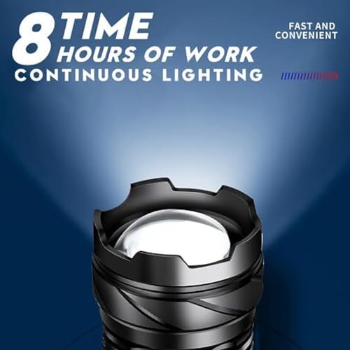 A70 Torcia tattica a LED, torcia elettrica da esterni, forte luce, ricaricabile tramite USB, 1500 lumen, torcia per campeggio, torcia super luminosa, torcia elettrica forte Earc, torce per emergenze