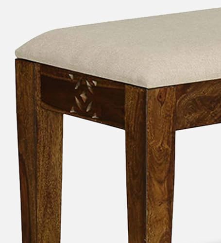 Image of Furniture Solid sheesham Wood Bench for Dining Room Drawing Room | Wooden Bench for Seating 3 Person Living Room with seat cousian (Teak Finish)