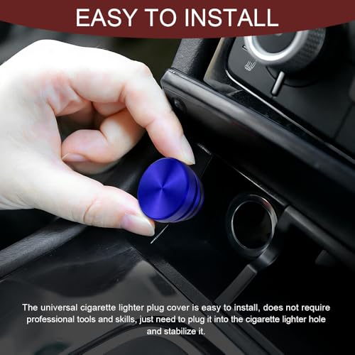 Image of Car Cigarette Lighter Plug Cover, Cigarette Lighter Covers, Aluminum Plugs Cover Car Decoration, Waterproof Dustproof Cigarette Lighter Socket Cap for SUV Truck with 12V Power Source (Blue)
