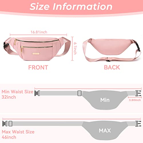 Fanny Pack Fashionable Waist Bag Casual Travel Bum Bag with 3 Zipper Pockets for Women Men Sports Running Hiking Jogging (Pink) - Image 2