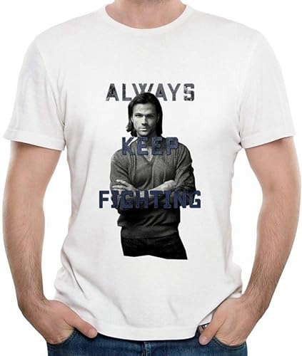 Xiyunjiao Casual T-Shirt Cool Men's Always Keep Fighting Jared Padalecki Black L