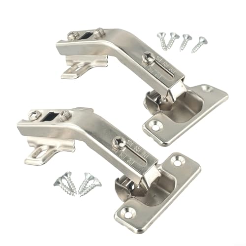 babominimer Cupboard Door Hinges 135 Degree Corner Kitchen Cabinet Hardware Full Overlay Nickel Plated Cast Iron with 35mm Hinge Cup Diameter and 7mm Depth Compatible with