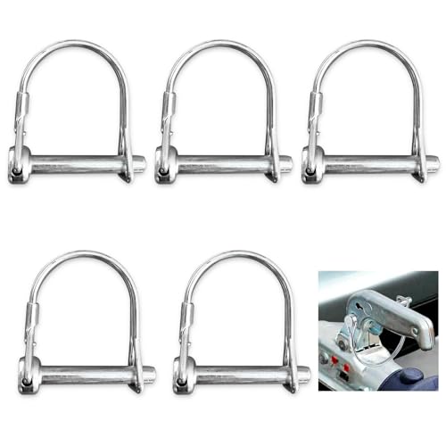 Pack of 5 Pipe Folding Pins, D Shaped Locking Pin, Locking Pin, with Snap Lock Locking Pin, Carbon Steel Locking Bolts, for Farm, Trailer, Lawn, Garden, 6 mm x 70 mm