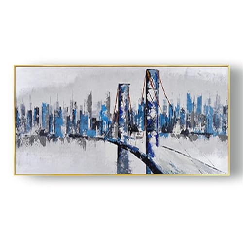 Peinture à l'huile New York pour habiller un grand mur de salon vide avec cadre inclus