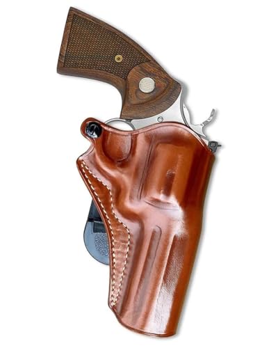 Masc Premium Leather OWB Paddle Holster Open Top Fits Python .357 Magnum 4.25' Barrel, Right-Hand Draw, Brown #1304#