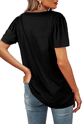 WIHOLL Womens Summer Tops Casual Square Neck Puff Short Sleeve T Shirts4