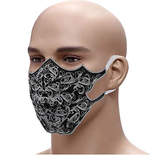 Máscara de protección facial de diseño con bordado de acero inoxidable, lavable a 60 °C