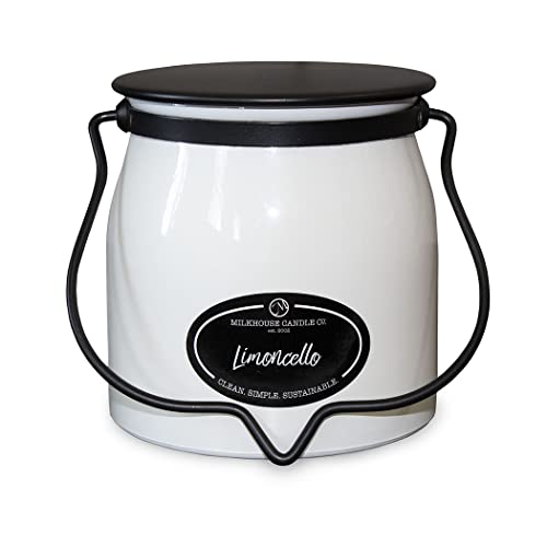 Milkhouse Candle Company, Vela de soja perfumada com cremoso: Vela de pote de manteiga, Limoncello, 473 ml