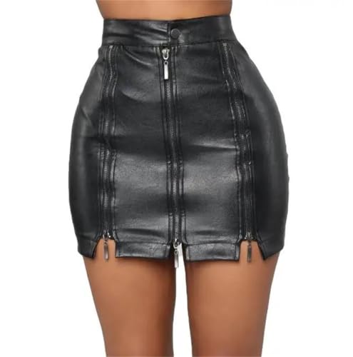 Women Slim Fit High Waisted Faux Leather Mini Skirt Winter Casual Party Bodycon Skirt with Zipper2