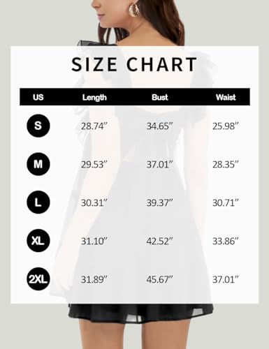 Image of Women's Summer Square Neck Tie Back Ruffle Sleeve Tiered Casual A-Line Short Mini Dress