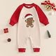 Xeadoffubio Baby Unisex Weihnachten Jumpsuit Lebkuchen Weihnachtsmann Stickerei Jumpsuit Langarm Rundhals Weihnachtsmotive Druck Strampler Baby Jungen Mädchen Weihnachten Overalls (Rot-A, 0-3 Months)