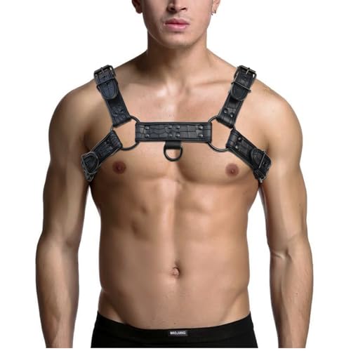 Mens Harness Belt Adjustable Crocodile Print Body Chest Harness Belt for Halloween Christmas