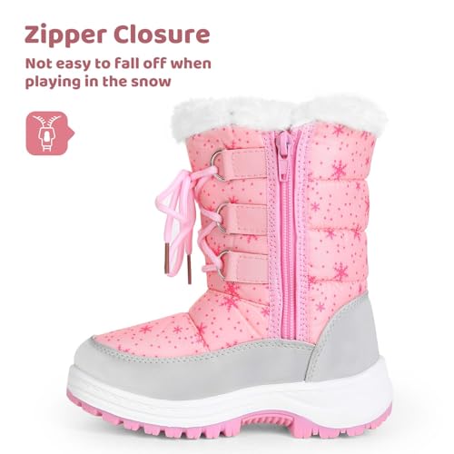Apakowa FXJFSZK-H8322-PINK-33 Kids Girls Insulated Fur Winter Warm Snow Boots (Toddler/Little Kid) (Color : Pink thumb #6
