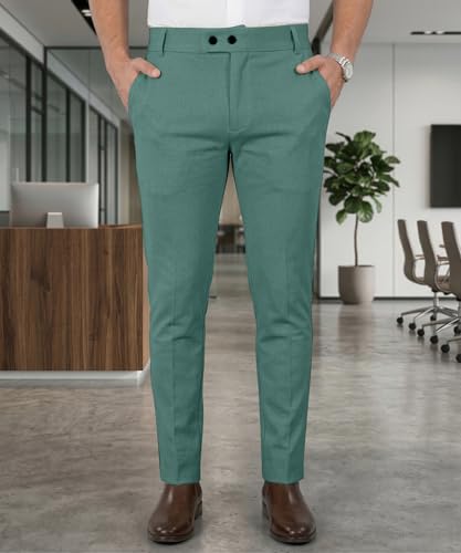 Image of Mehrang Men's Stretchable Stretchable Formal Pant Trousers | Stylish Slim Fit Men's Wear Trousers for Office or Party | Polycotton Knitted Fabric